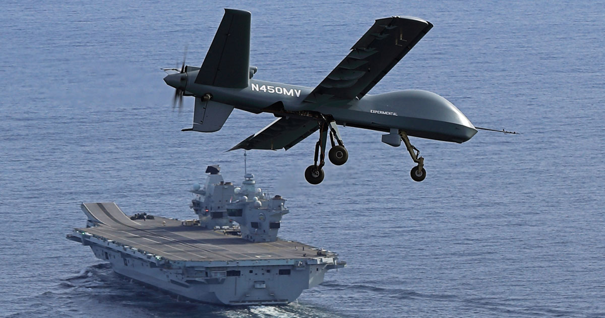 GA-ASI Demonstrates Short Takeoff/Landing of UAS on UK Carrier