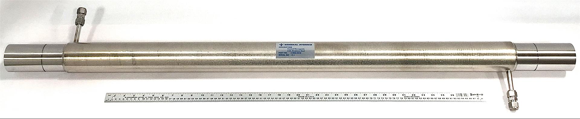 A corrugated 60.3-mm stainless steel waveguide 1.5 meters long